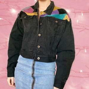 Vintage 1980s color block patches jacket
